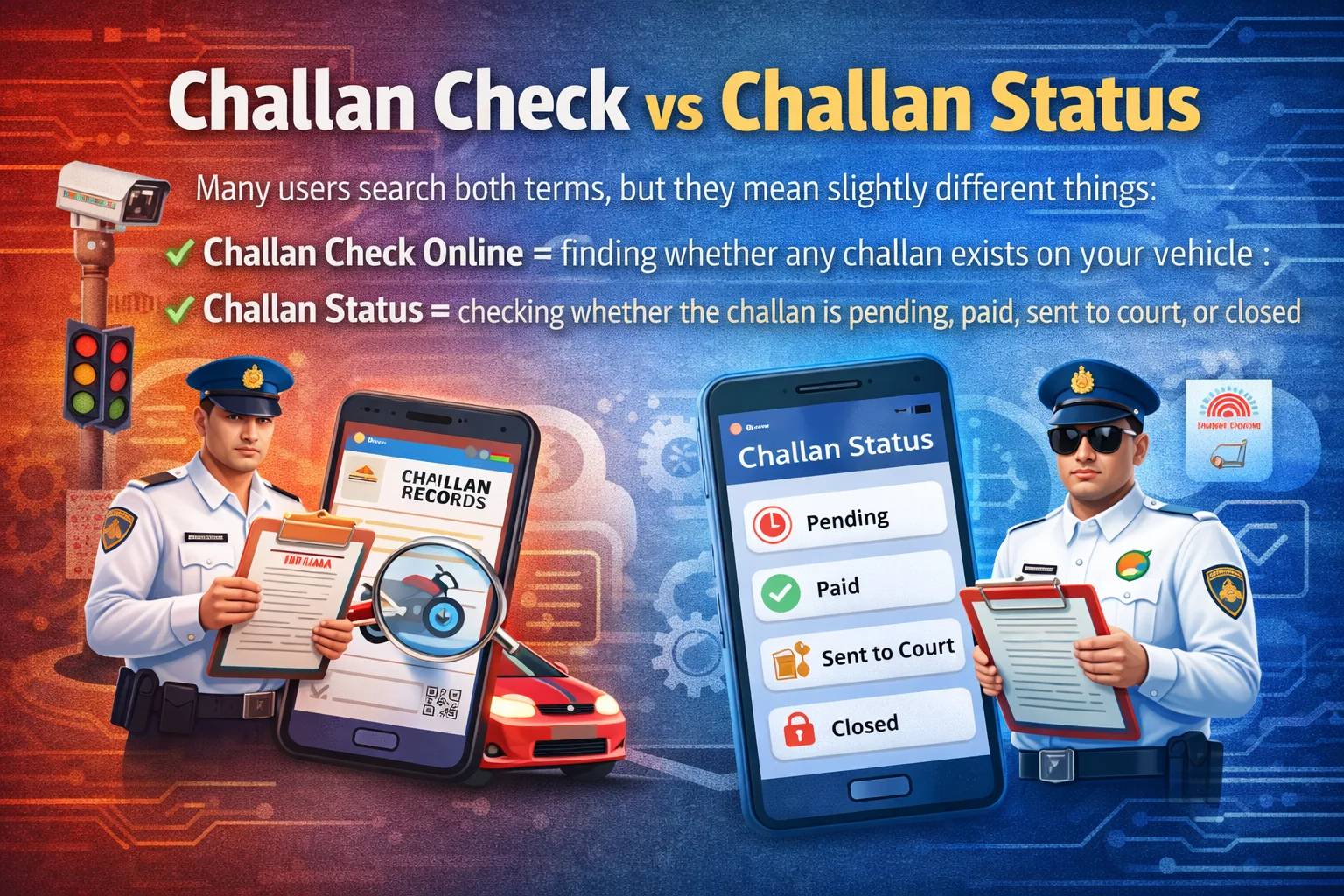 Challan Check vs Challan Status